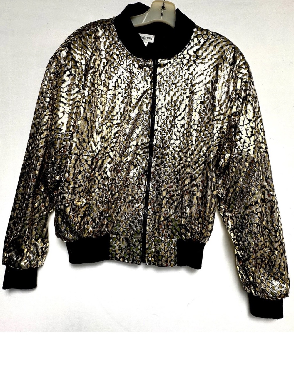 MOSCHINO FOR SILKWORM’S MOTO JACKET METALLIC DOTS PARTY BLING 80'S-VTG LARGE
